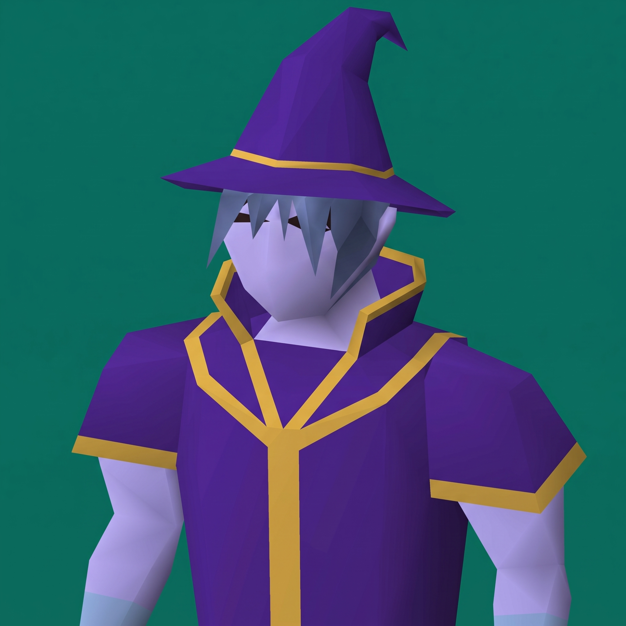 RSTR adventurer wearing a purple wizard hat and robe with gold trim