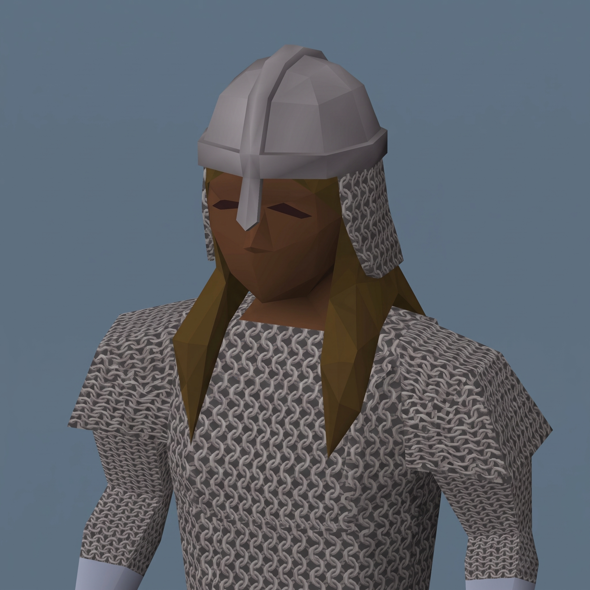 RSTR adventurer wearing a steel coif and chainmail