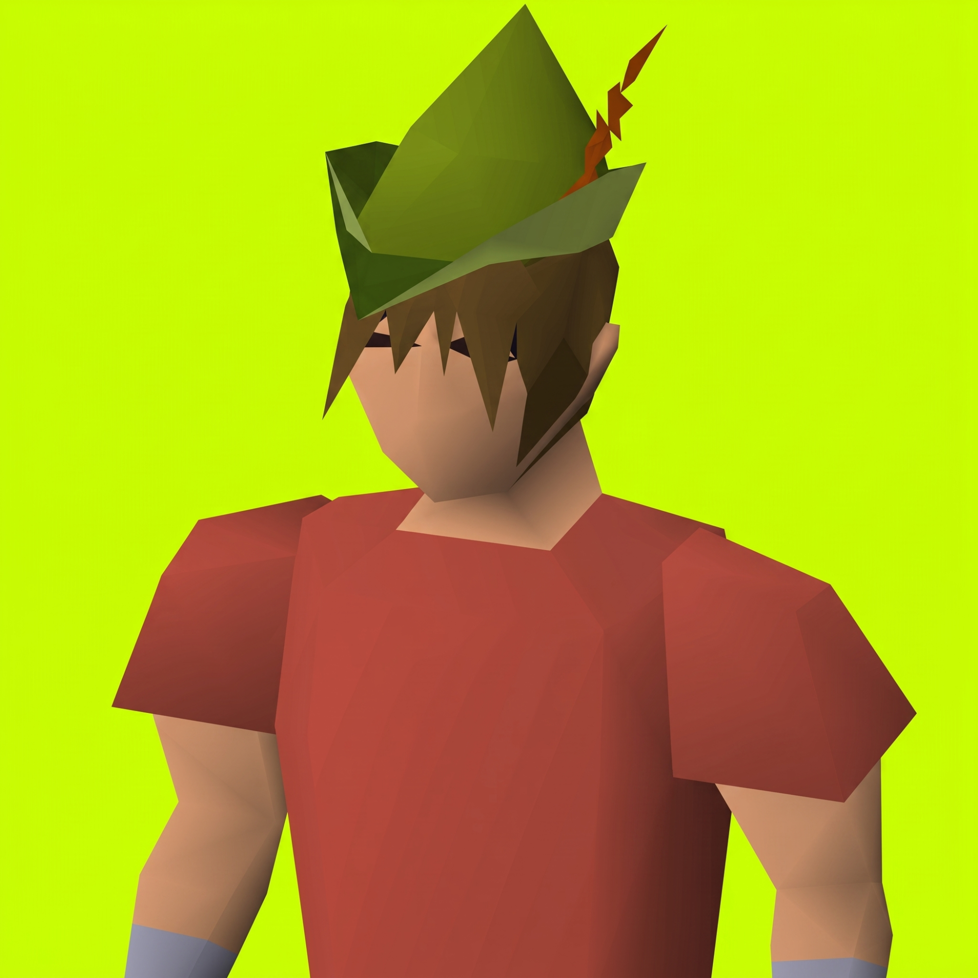 RSTR adventurer wearing the classic green Robin Hood hat